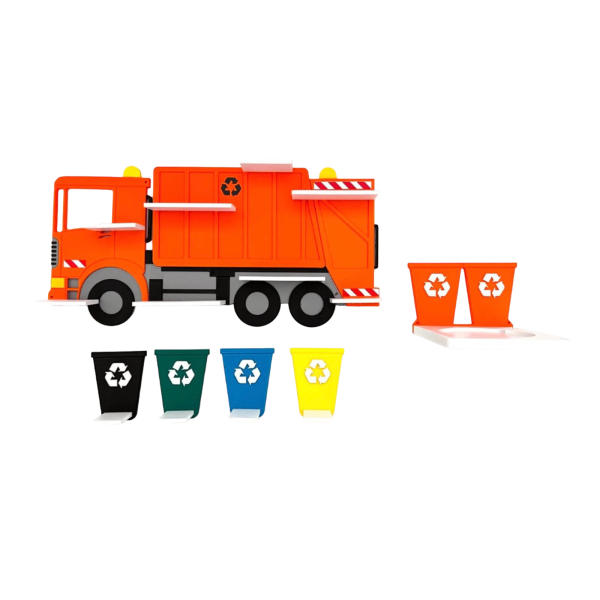 Garbage truck + set of 4 bins as a Tonie shelf, Tonie box