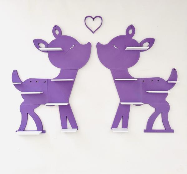 Deer set purple (including a small heart) as a tonie shelf, tonie box