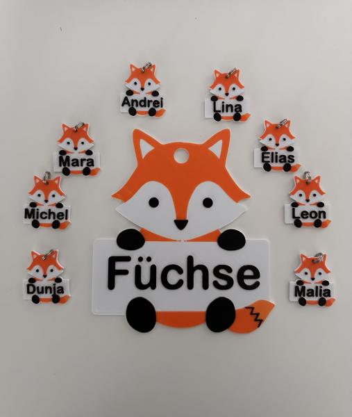 Personalisierte Fuchs Anhänger + Gruppentürschild